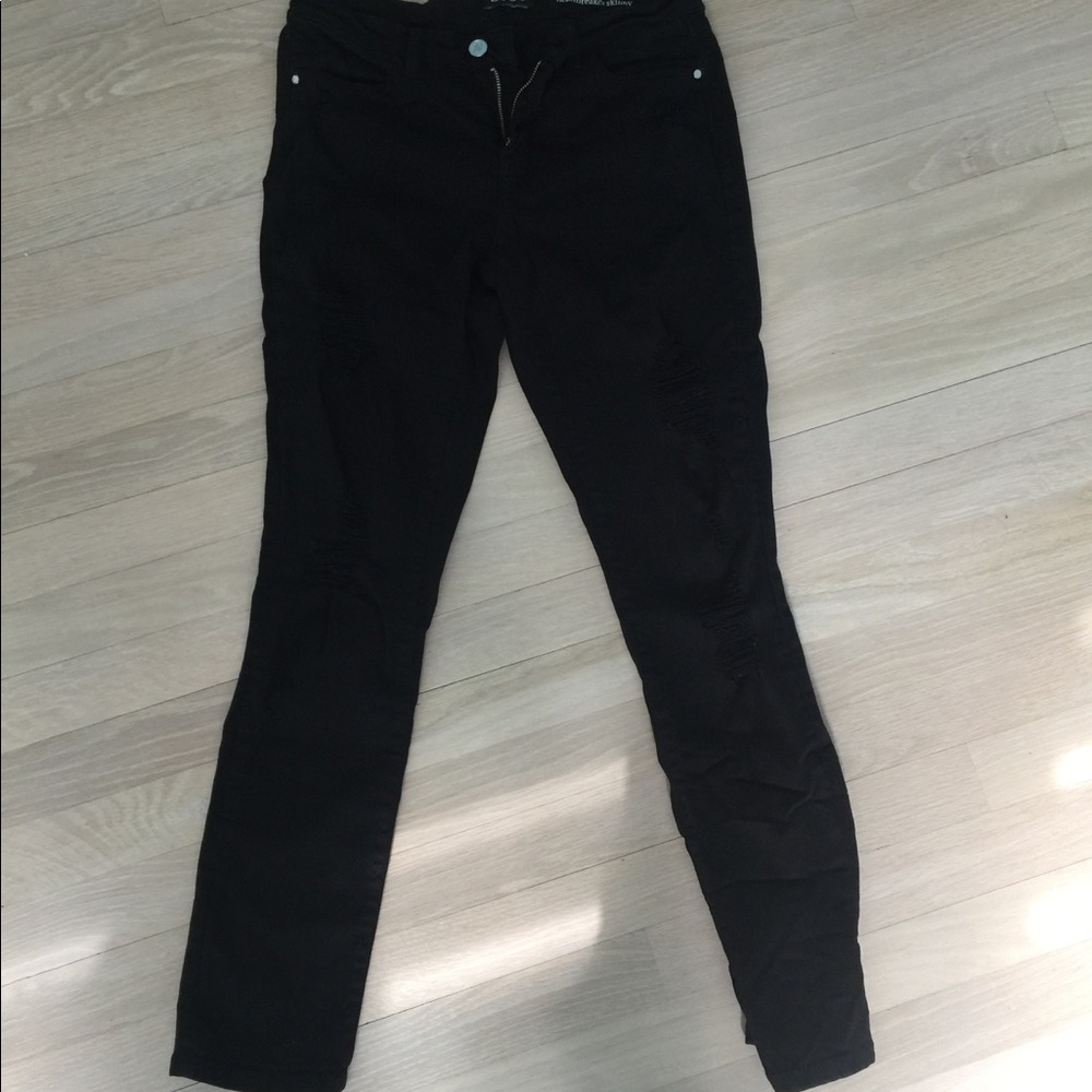Bebe Heartbreaker Skinny Black Ripped Jeans